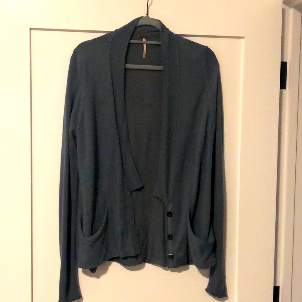 Free People drapery cardigan blue-grey M